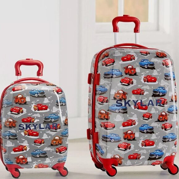 POTTERY BARN MACKENZIE PIXAR CARS SPINNER LUGGAGE SET (SMALL & LARGE) HARD SIDED - Picture 1 of 9